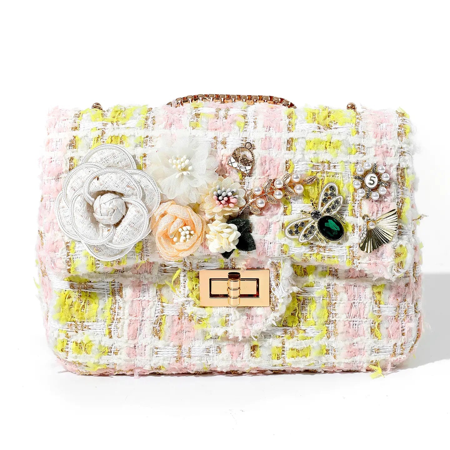 Blossom Charm Tweed Bag in Lemon - ImaniGifts