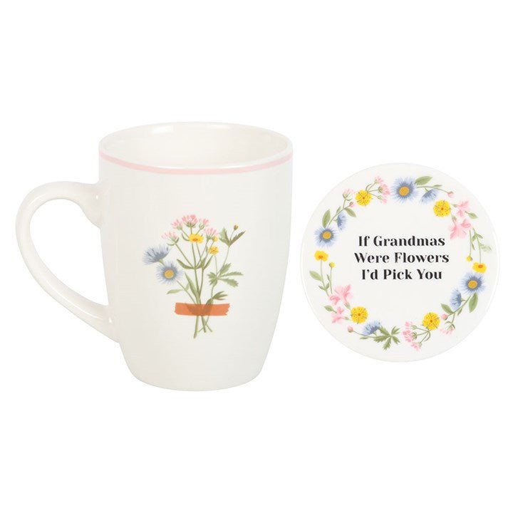 Grandmas Floral Mug & Coaster Set - ImaniGifts