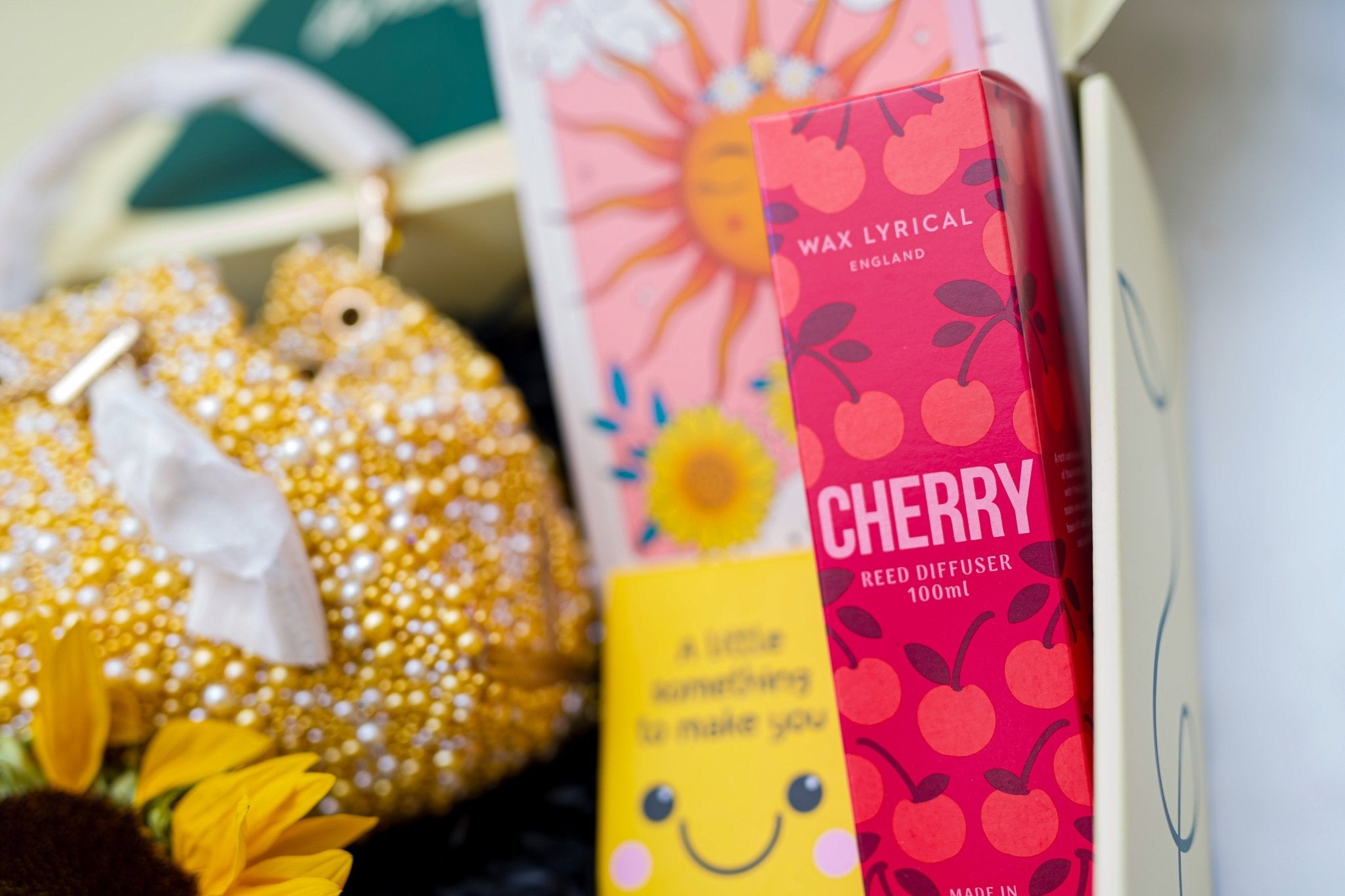 Cherry reed diffuser and pearl clutch UK sunshine gift set