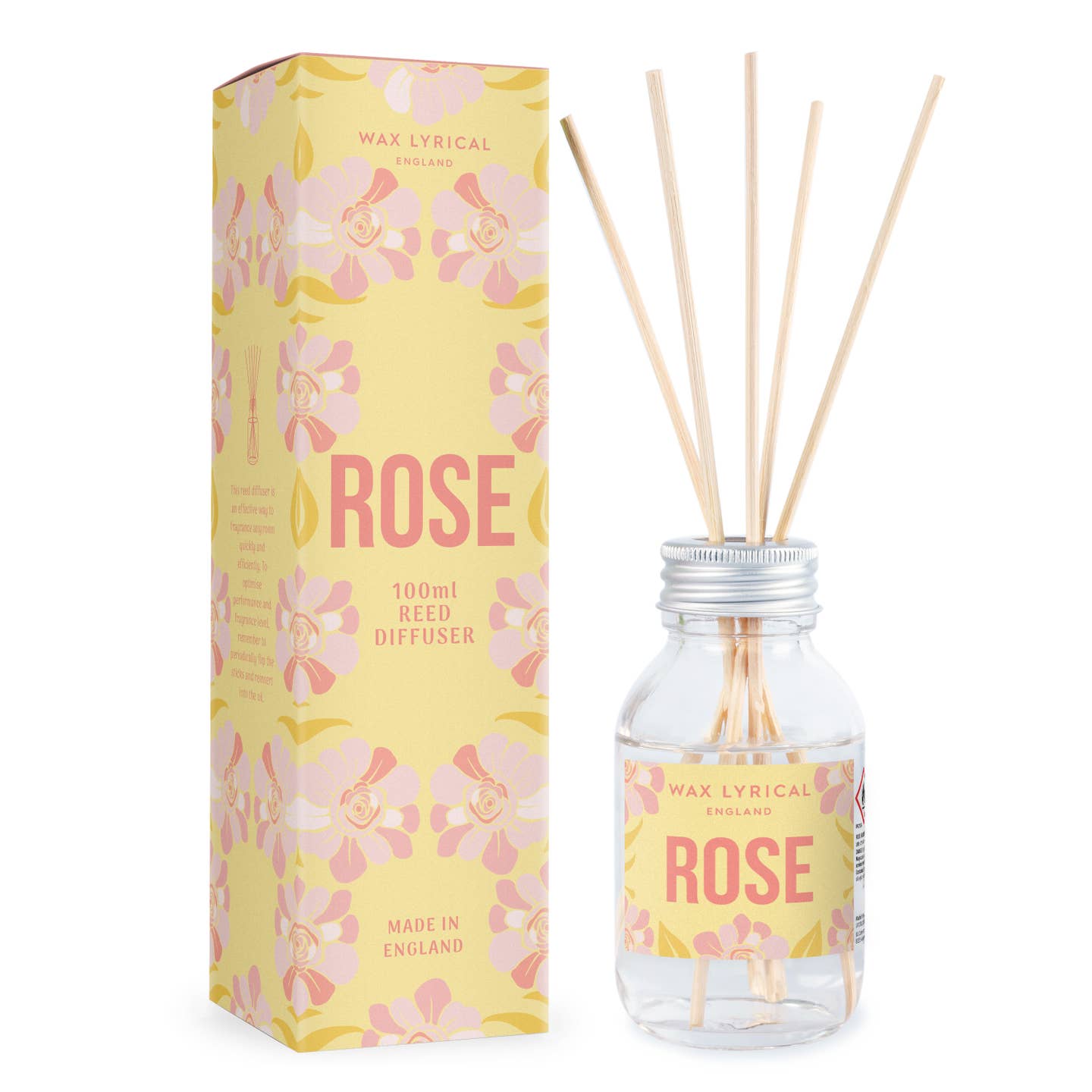 Romantic British rose fragrance in a classic glass diffuser