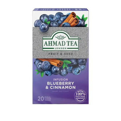 Blueberry and cinnamon herbal tea infusion 20 teabags caffeine-free