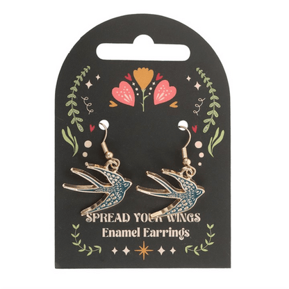 Blue Spread Your Wings Bird Earrings - ImaniGifts