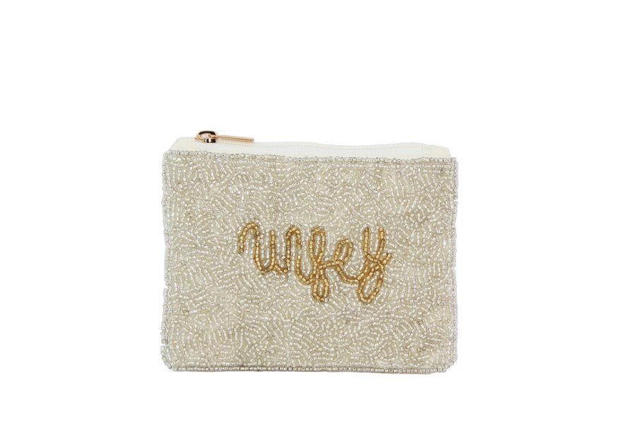 Ladies White Fully Beaded “WIFEY”| Fashion Coin Purse - ImaniGifts