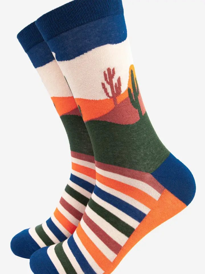 Men's Wild West Desert Cactus Bamboo Socks - ImaniGifts