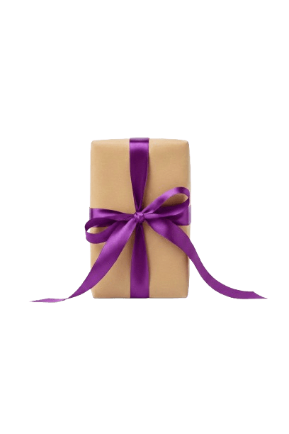 Purple ribbon finishing touch for mini gift box