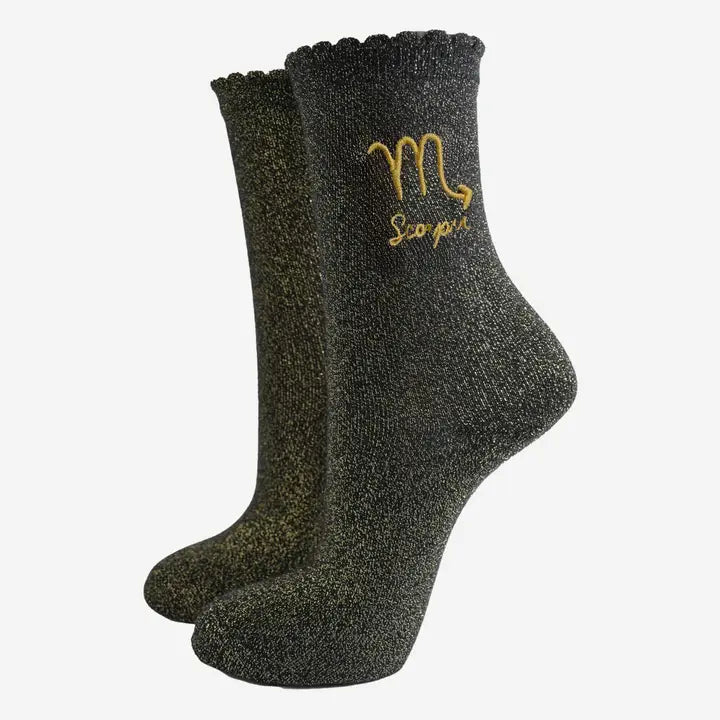 Scorpio Black and Gold Glitter Socks - ImaniGifts