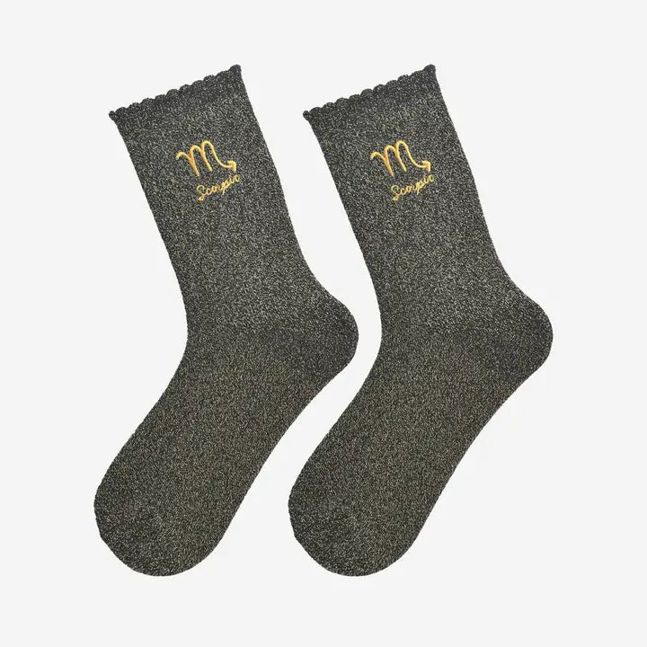 Scorpio Black and Gold Glitter Socks - ImaniGifts