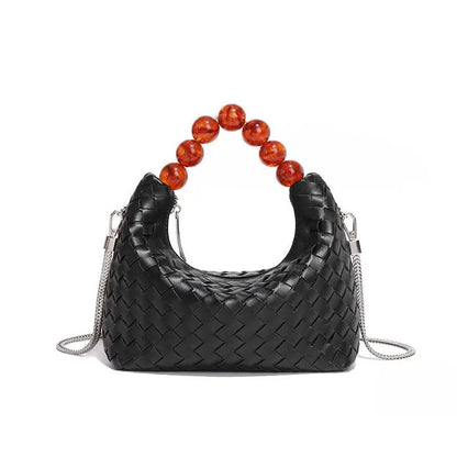 Woven Tote Bag with Beaded Handle - ImaniGifts
